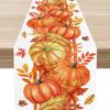 Fall Pumpkin Maple Leaves Linen Table Runner Holiday Party Decor Washable Kitchen Dining Table Runner Autumn Decorations