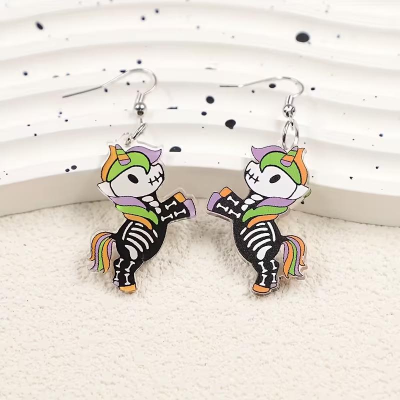 Colorful Little Pony Acrylic Earrings - Creative Cute Cartoon Animal Design