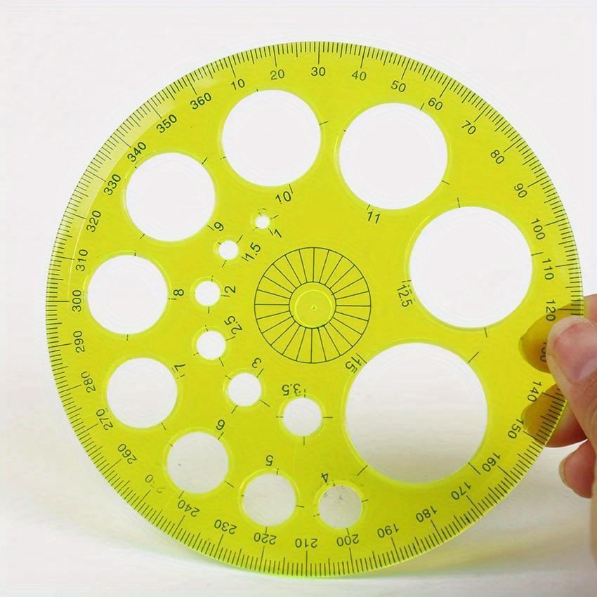1pc 360-Degree Rotating Round Ruler - with Circles & Degrees for Drafting, Patchwork, Office & School Supplies, 4.55" Diameter