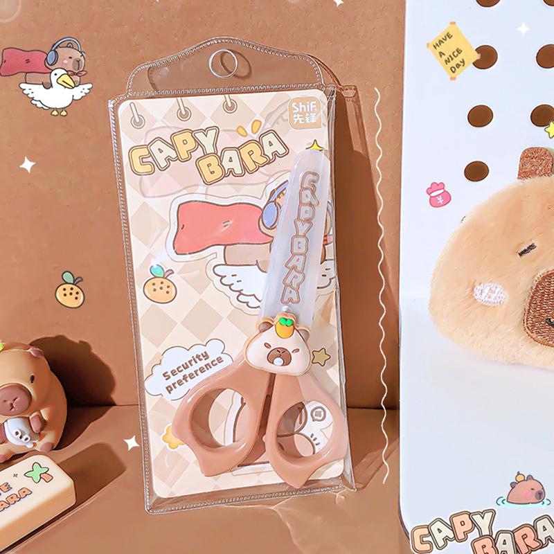 2 ks Kreslená kapybara Dětské nůžky Učební psací potřeby Ručně vyráběné Nůžky na stříhání papíru Bezpečné Nůžky na stříhání papíru