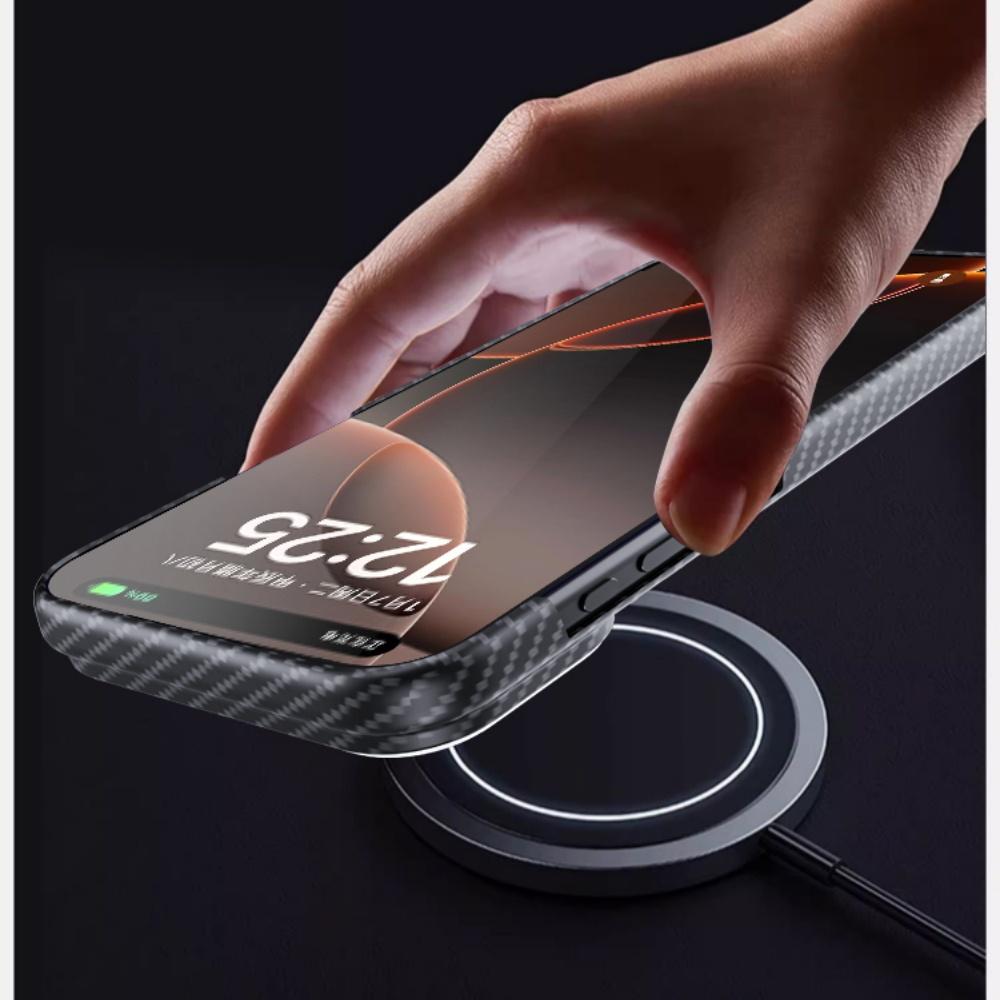 Custodia Sottile in Fibra di Carbonio Kevlar Anti-Impronte Digitali per iPhone 17 16 15 14 Pro Max 17 Pro 16 Pro Custodia Posteriore Anti-Graffio in Fibra Aramidica