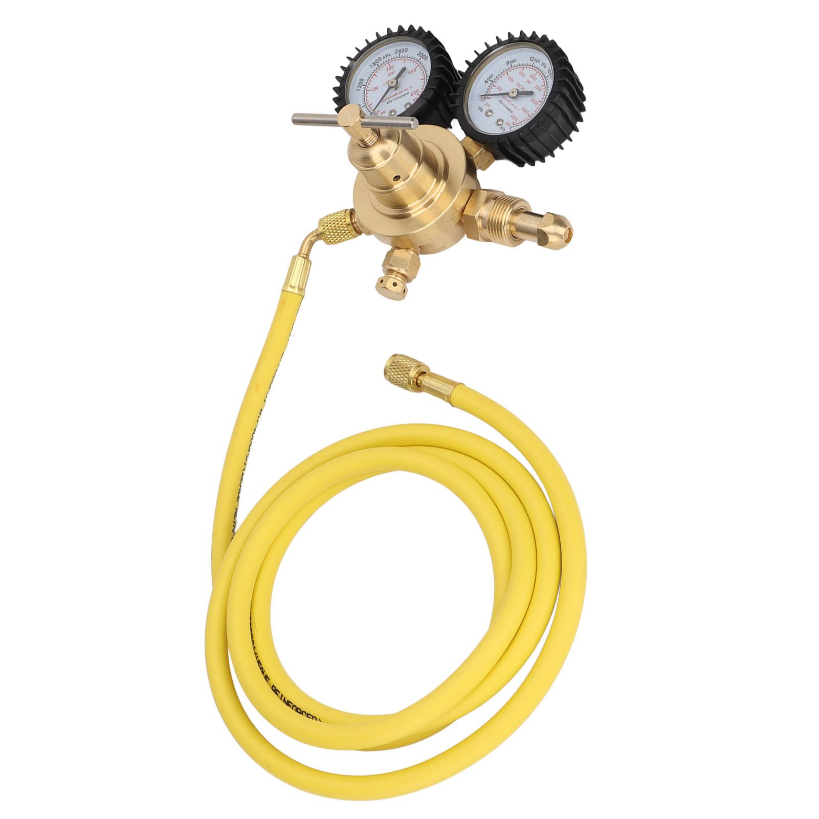 

Nitrogen Pressure Gauge Regulator Test Kit Brass Inlet Outlet Connection with 200cm Hose