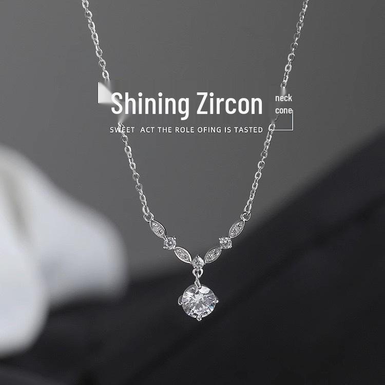 Exquisite Damen Funkelnde Zirkon Lächeln Anhänger Halskette mit Voll Diamant Schlüsselbeinkette