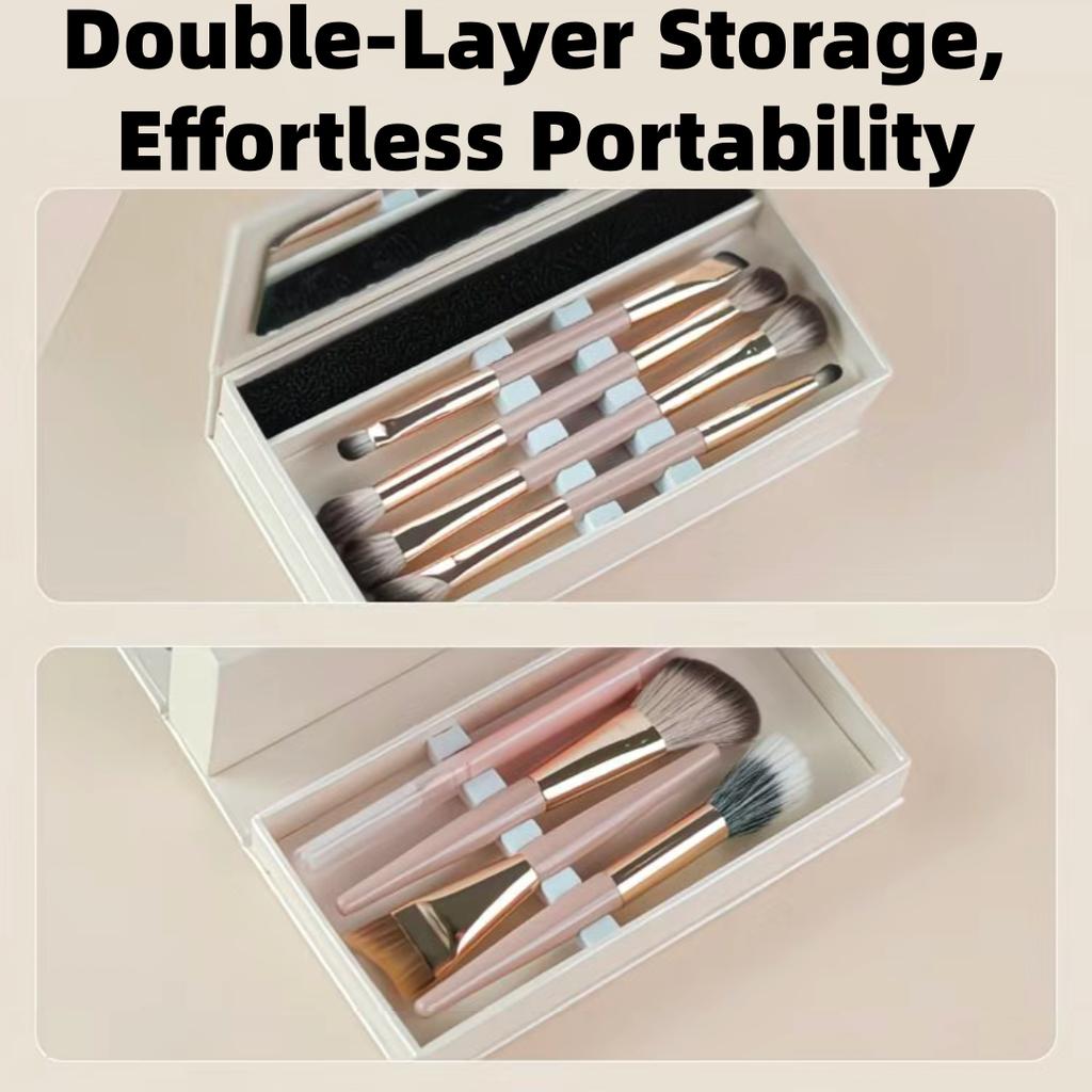 286- Makeup Brush Set - Foundation/Contour/Eyeshadow/Nose Contour/Stippling Brushes with Portable Case