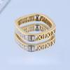Simple Hollow Roman Numerals Row Diamond Ring Niche Titanium Steel Ring Women's Non-fading Index Finger Ring
