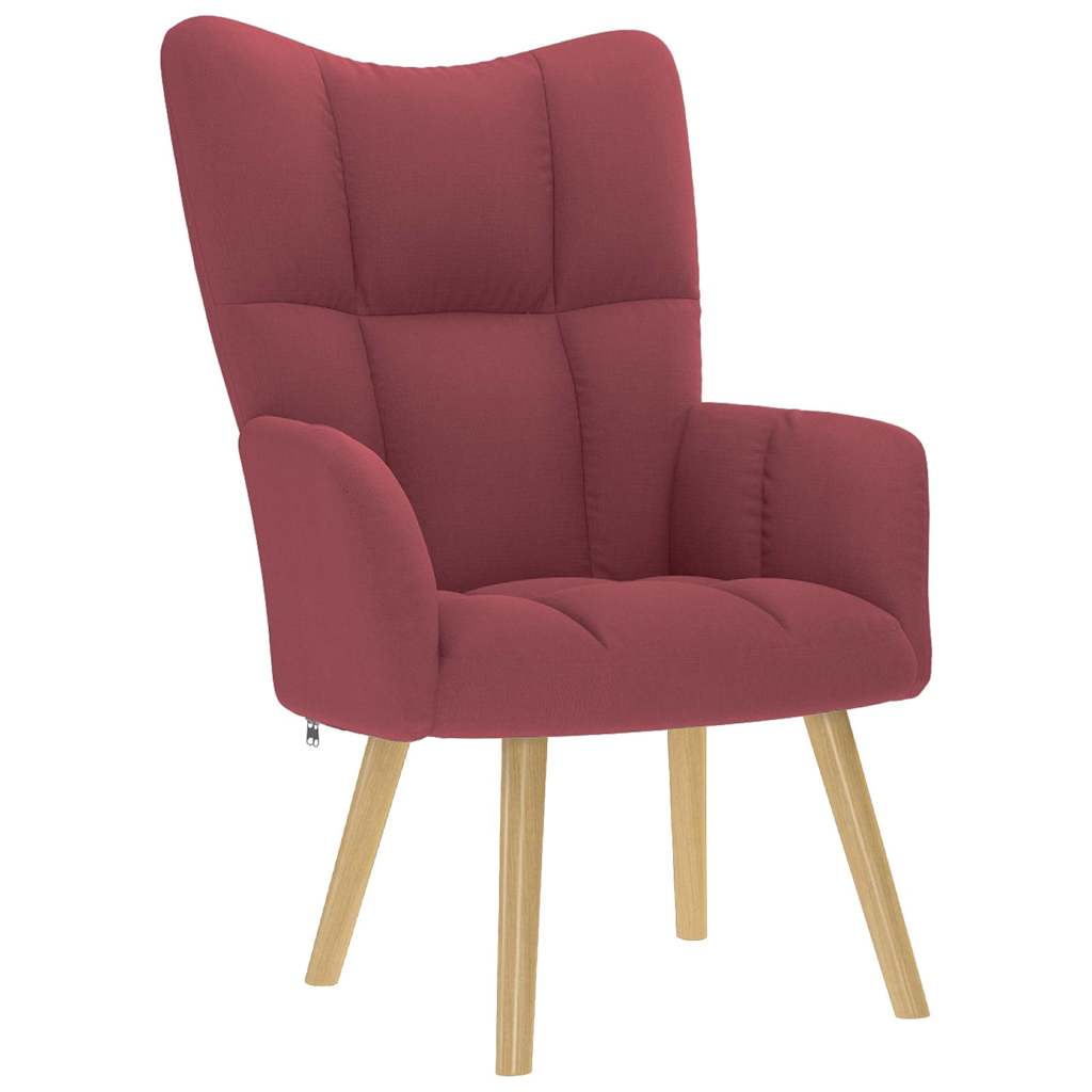 Armchair, Wine Red, Upholstered In Fabric