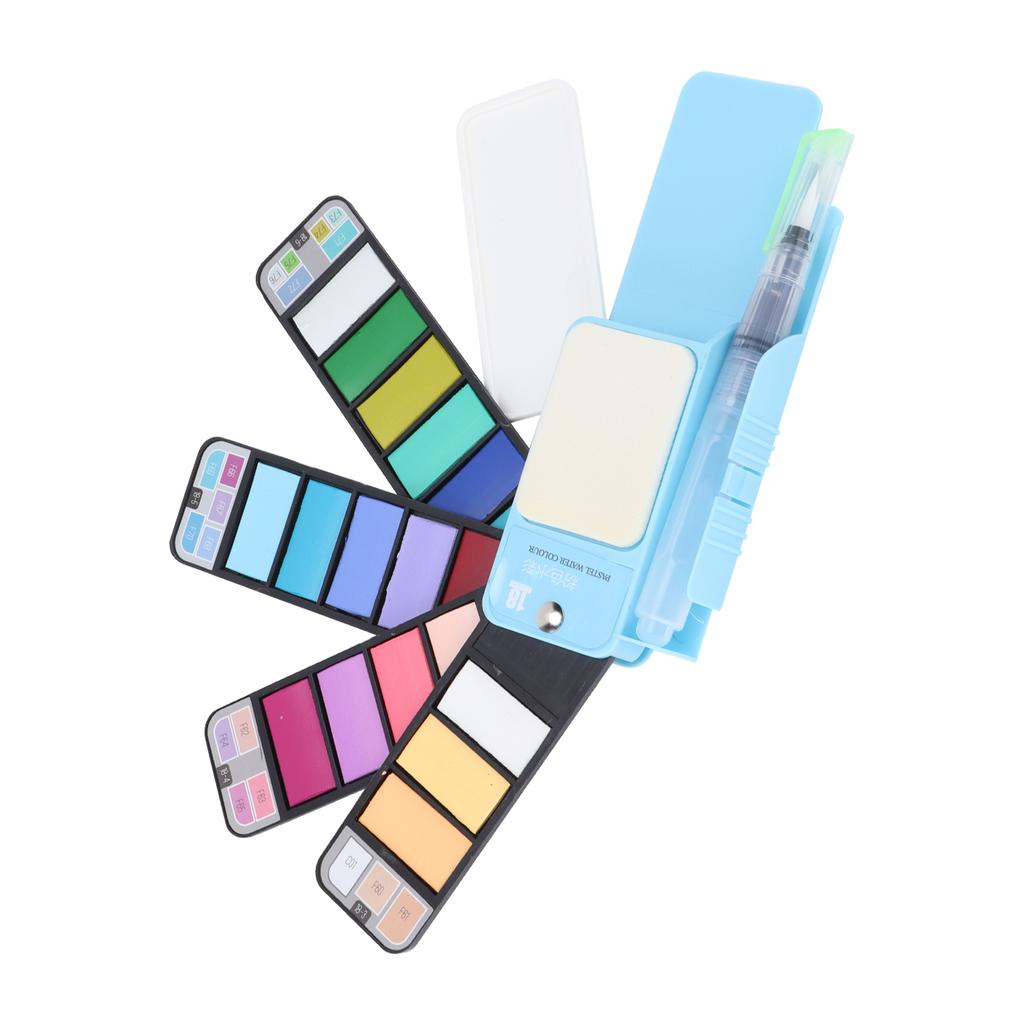 Farby akwarelowe w kostkach 18 kolorów Przenośne składane w kształcie wachlarza z pędzelkiem do wody na urodziny święta Boże Narodzenie