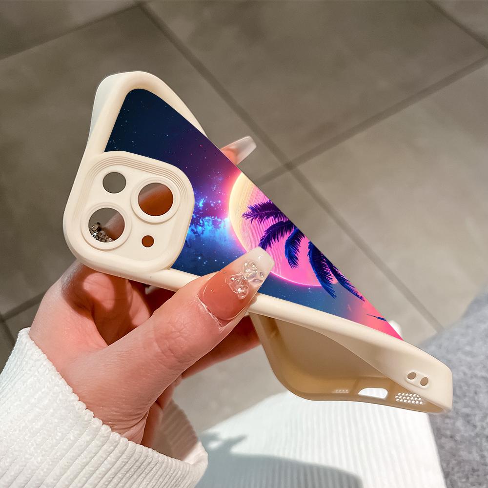 For iPhone 16 15 Pro Max Redmi Note 13 12 11 Pro Samsung S23 FE S24 Plus S24 Ultra A52 A72 A54 Cartoon Coconut Tree Full Lens Protect Soft Phone Case