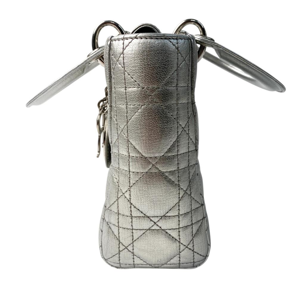 Gebrauchte Christian Dior Schultertasche Silber Leder Damen