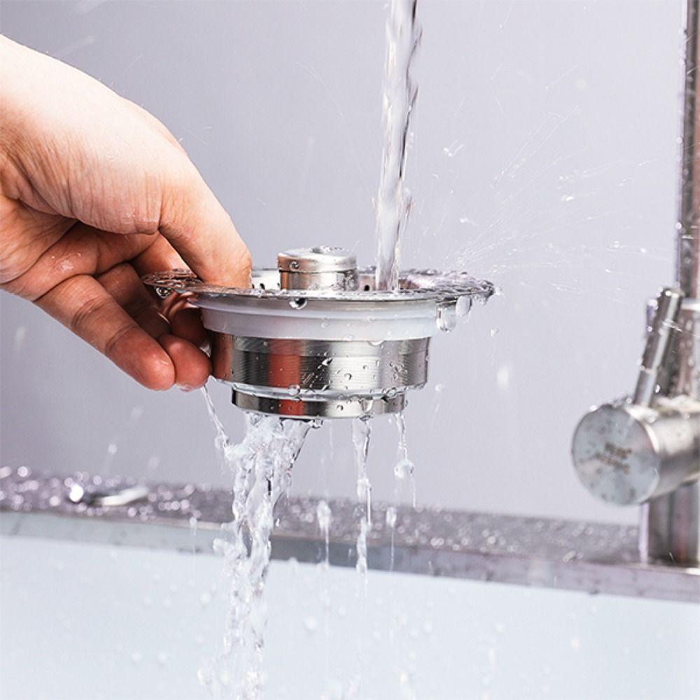 Abspringender 3-in-1 Küchenspülenablaufsieb Küchenspülenstöpsel für US-Standard 3-1/2" Ablauf