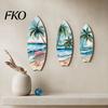 French Vintage Home Decor 3Pcs Wooden Surfboard Wall Art Decor, Natural Wood Hanging Sign, Sun-resistant Sculpture Lightweight Tropical Summer