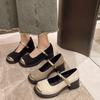 Shallow French high-heeled Mary Jane shoes thick heel square head temperament spring and autumn new fashion single shoes women
