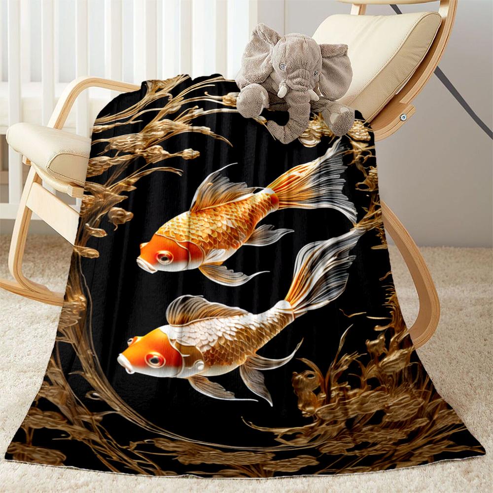Koi Fish Blanket Soft & Cozy Suitable for Bedding Picnics Bed Four Seasons Universal Modern Style Suitable for Gifting Relatives and Friends
