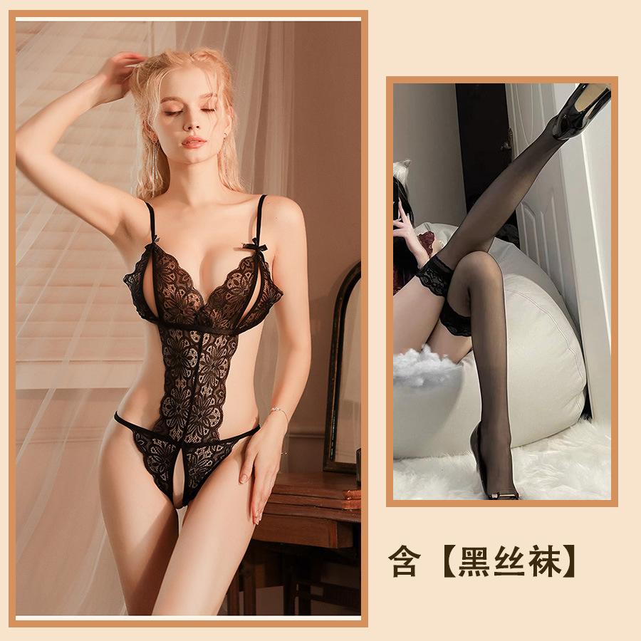 Sexy Lingerie Sexy Lace Hollow Onesie Uniform Passion Free Pajamas Hot Plus Size Set