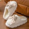 Slippers cute plush bow cotton shoes home indoor warm shoes platform non-slip cotton slippers women