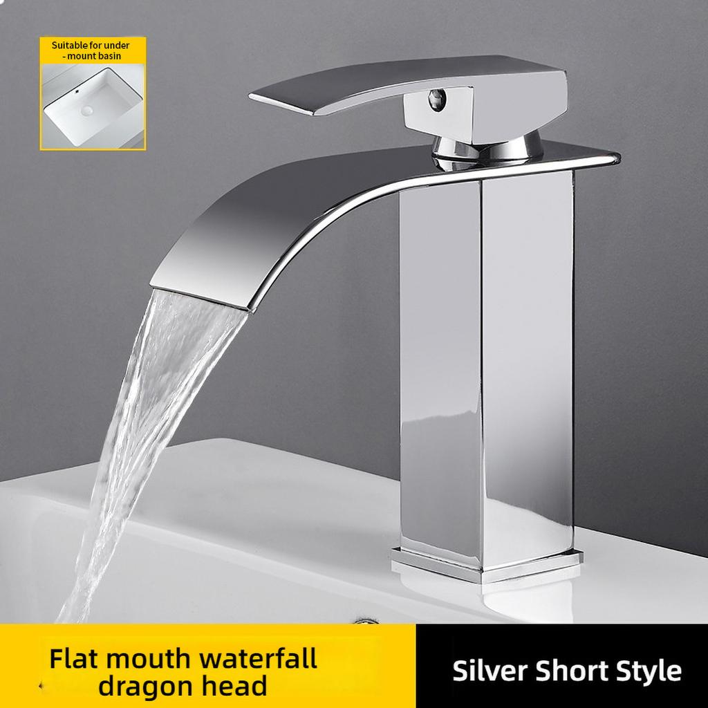 Brass/Stainless Steel Bathroom Mixer Tap - Hot/Cold Water Flat Spout Faucet for Basin Bathtub, Electroplated Anti-Corrosion