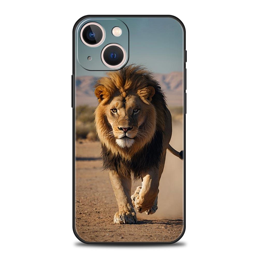 Lion King Animal Phone Case For iPhone 17 16 15 Pro Max 11 12 13 14 7 8 Plus SE 2020 X XR XS Cover Soft Black