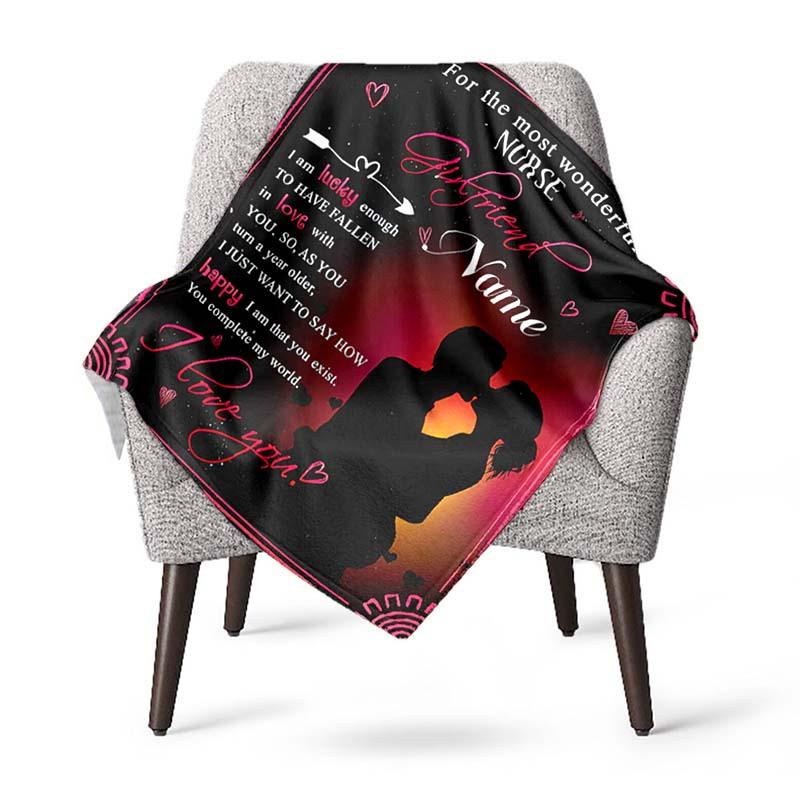 Gift For Nurse Girlfriend Customize Your Name Blanket Used For Chair Office Sofa Bed Camping Soft And Warm Giving Friends And Relatives Birthday