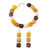 Beach Style Retro Amber Square Beaded Necklace for Women Earrings Accessories