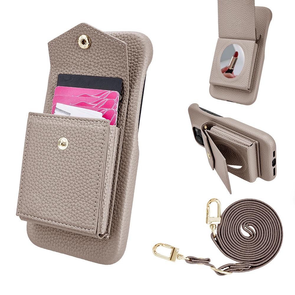 Large Capacity Crossbody Leather Wallet Phone Case with Kickstand Anti-drop for Apple iPhone 16 11 12 15 Pro Protective Mobile Cover