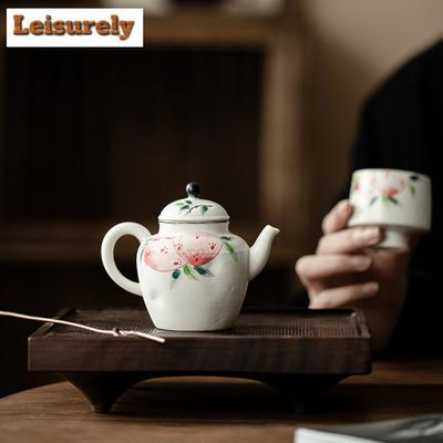 100ml Retro Handbemalte Langlebigkeits-Pfirsich-Teekanne Kreativer Puder-Yin-Topf mit Sieb Teekochkessel für Teezubehör Geschenk