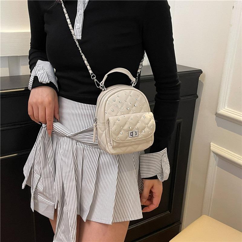 Exquisite mini backpack bag women's new fashion diamond chain bag versatile travel small backpack