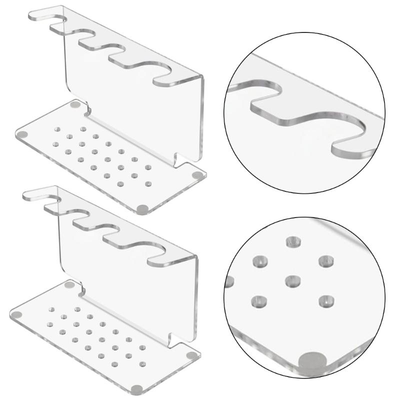 2Pcs Clear Shaving Planner Modern Acrylic Cutlery Stand Durable Countertop Bathroom Shelf for Grooming Tools