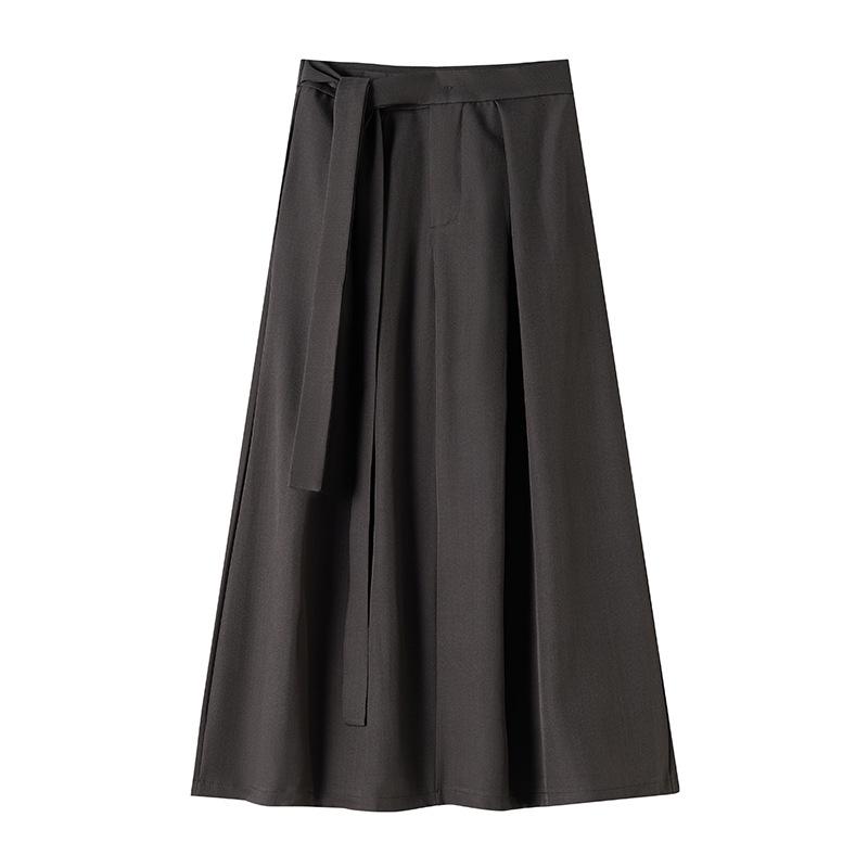 Strappy Flowy Women's A-line Bodycon Midi Skirt with High Waist & Back Slit - Spring 2026