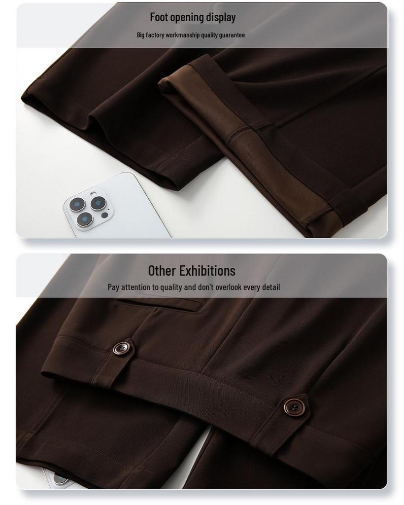 Women's Coffee-Colored High-Waist Straight-Leg Pants: Slimming, Petite Fit, Wide-Leg, Perfect for Spring/Summer 2026.