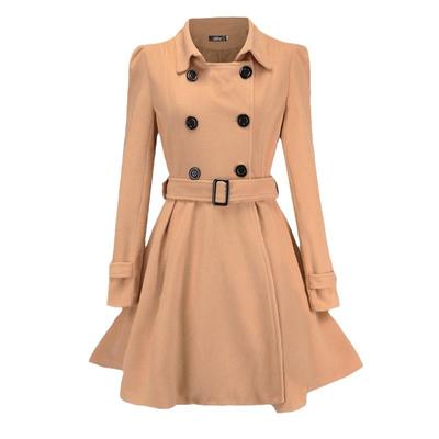 Autumn and Winter New Women's Clothing Slim-fitting Ruffle Edge Woolen Coat