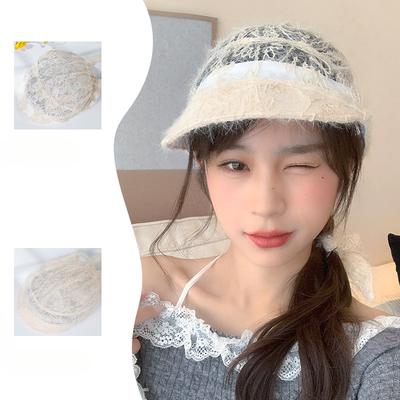 French Headscarf Hat Retro Flower Lace Hat Fashion Hollow Fashion Head Hat Thin Cold Hat
