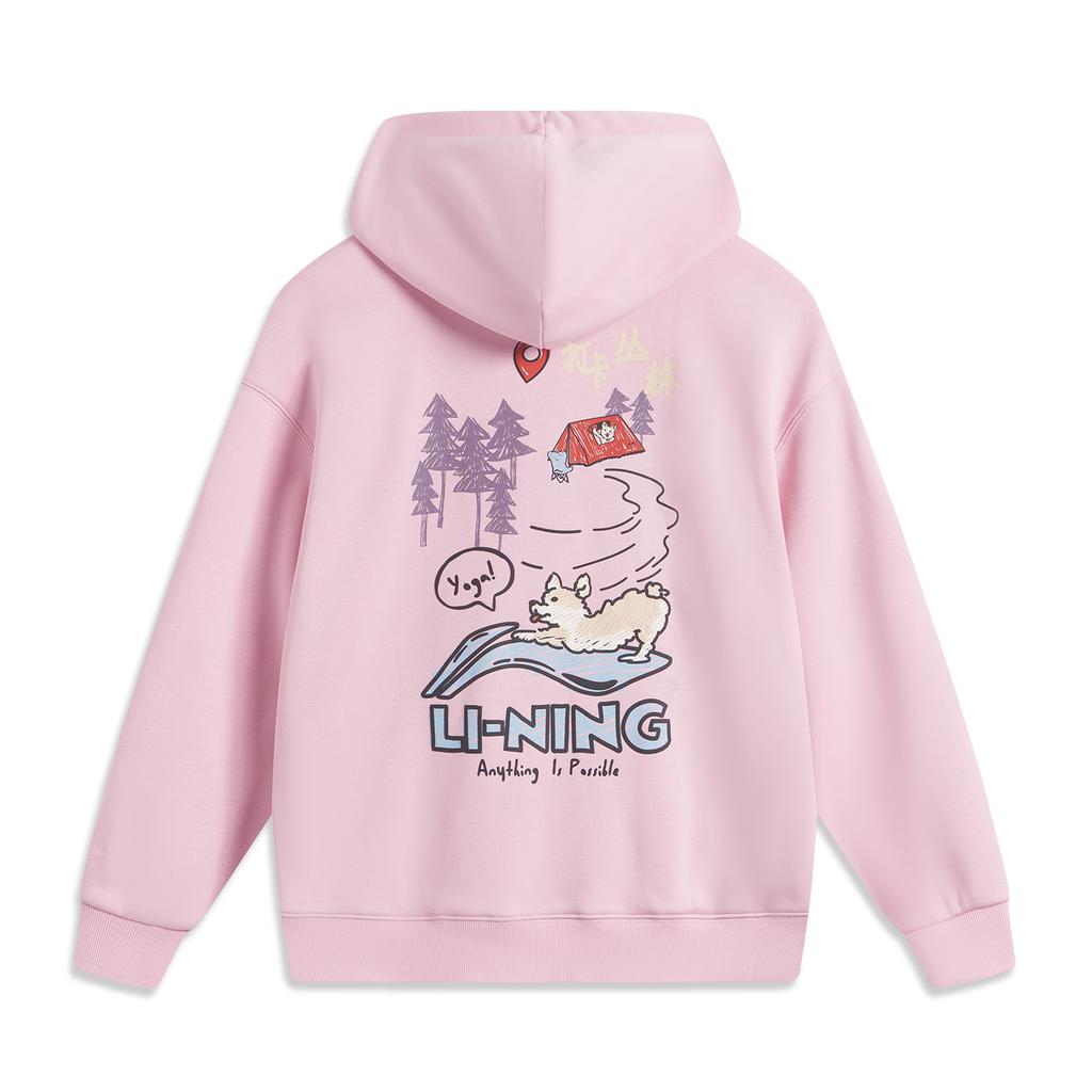 Li Ning Sports Fashion Series Infrared Warmth Anti-Static Anti-Bacterial Fleece Pullover Long Sleeve Dopamine Sweatshirt Women sweatshirt AWDUF88-2