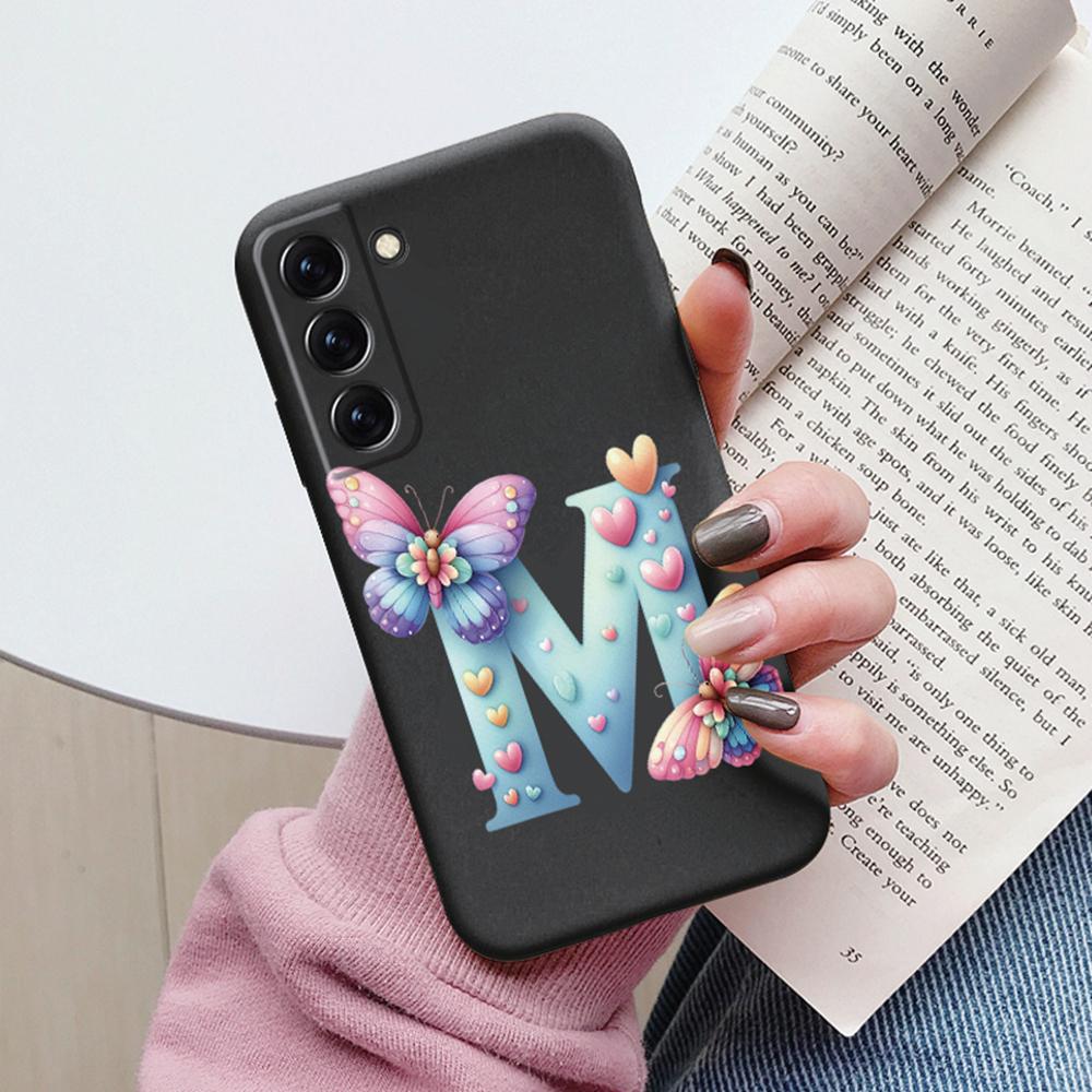 Phone Case Women For Samsung Galaxy S21 FE S22 Plus Girls Bumper Cover Colorful Letter Flower Butterfly Love samsang s22 Ultra
