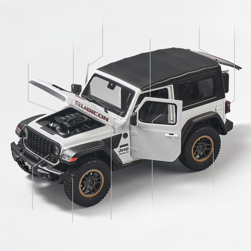 

1:18 Автомобілів Jeep Wrangler Rubicon Металевий Литий Модель Авто Звук та Світло Колекціонування Хобі Іграшки Подарунки Для Друга Декорація Діти білий