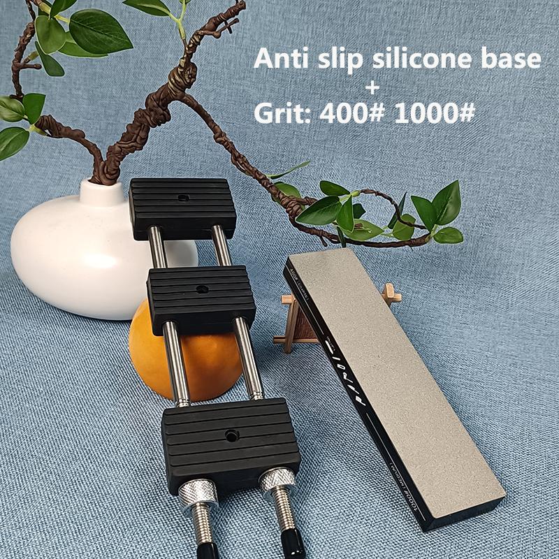 Stainless Steel Sharpening Stone Holder Whetstone Clamping Base Universal Non-slip Rubber Texture Anti-slip Grinding Tool Holder