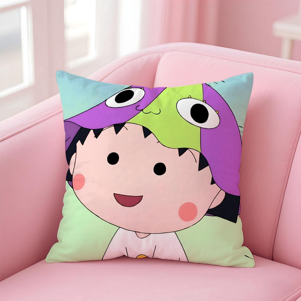 Poszewka na poduszkę Anime C-Chibi Maruko-chanS Wygodna Dwustronna Poszewka Idealna do Samochodu Sofy Sypialni i Nie Tylko