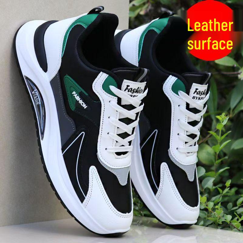 

Мужские черные кожаные кроссовки - Теплые, с мягкой подошвой, повседневные кроссовки для бега на осень и зиму, удобные на плоском каблуке. 44