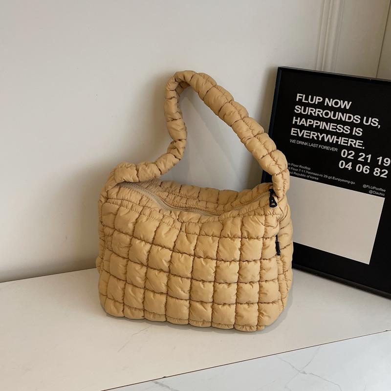 Trendige einfache Diamant-Baumwollkleidung Handtasche Tasche Damen neue Mode Retro Tote Bag Große Kapazität Personalisierte Achseltasche