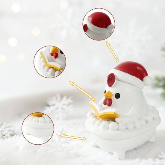Yousheng Christmas Night Light Handmade Resin Sculpture Soft Glow Lamp Cute Santa Claus Snowman Ghost Reading A Book Bubble Bath Light Desktop Decor