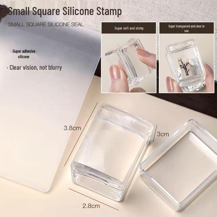 High-Transparency Silicone Nail Stamper: Washable, Small Square, Sticky Transfer Tool