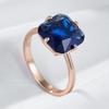Quadratische blaue große Zirkonia-Ringe für Frauen, goldener Hoop, schlichter geometrischer Schmuck, Party, Alltagsaccessoires