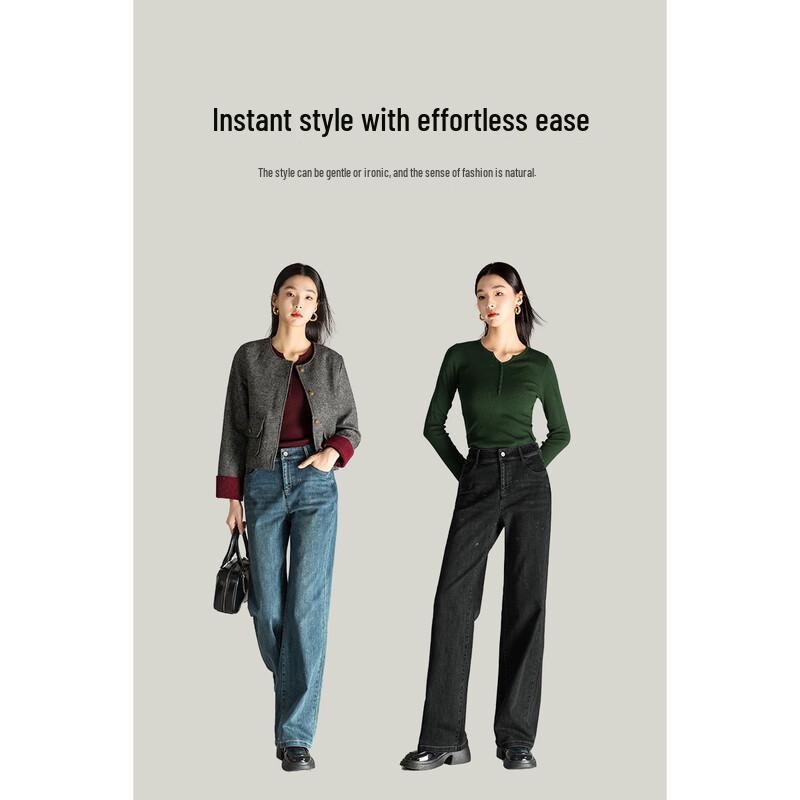 Mengshuya Women's High-Waist Straight Leg Jeans