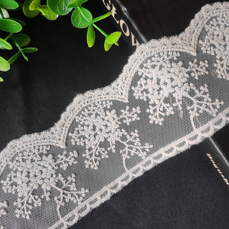 3Meters/lot 6.7cm wide white beige snowflake mesh embroidery lace children's clothing home textile women's clothing skirt decoration accessories
