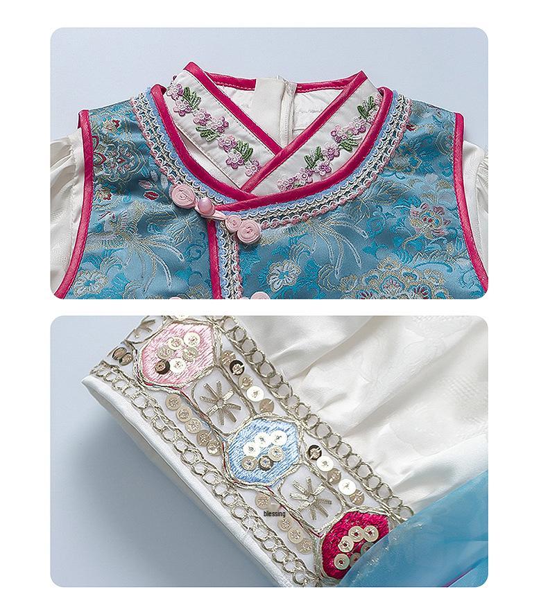Girls' Spring & Autumn Hanfu Dress Set – Chinese Style Performance Costume for Children, Two-Piece Ethnic Outfit