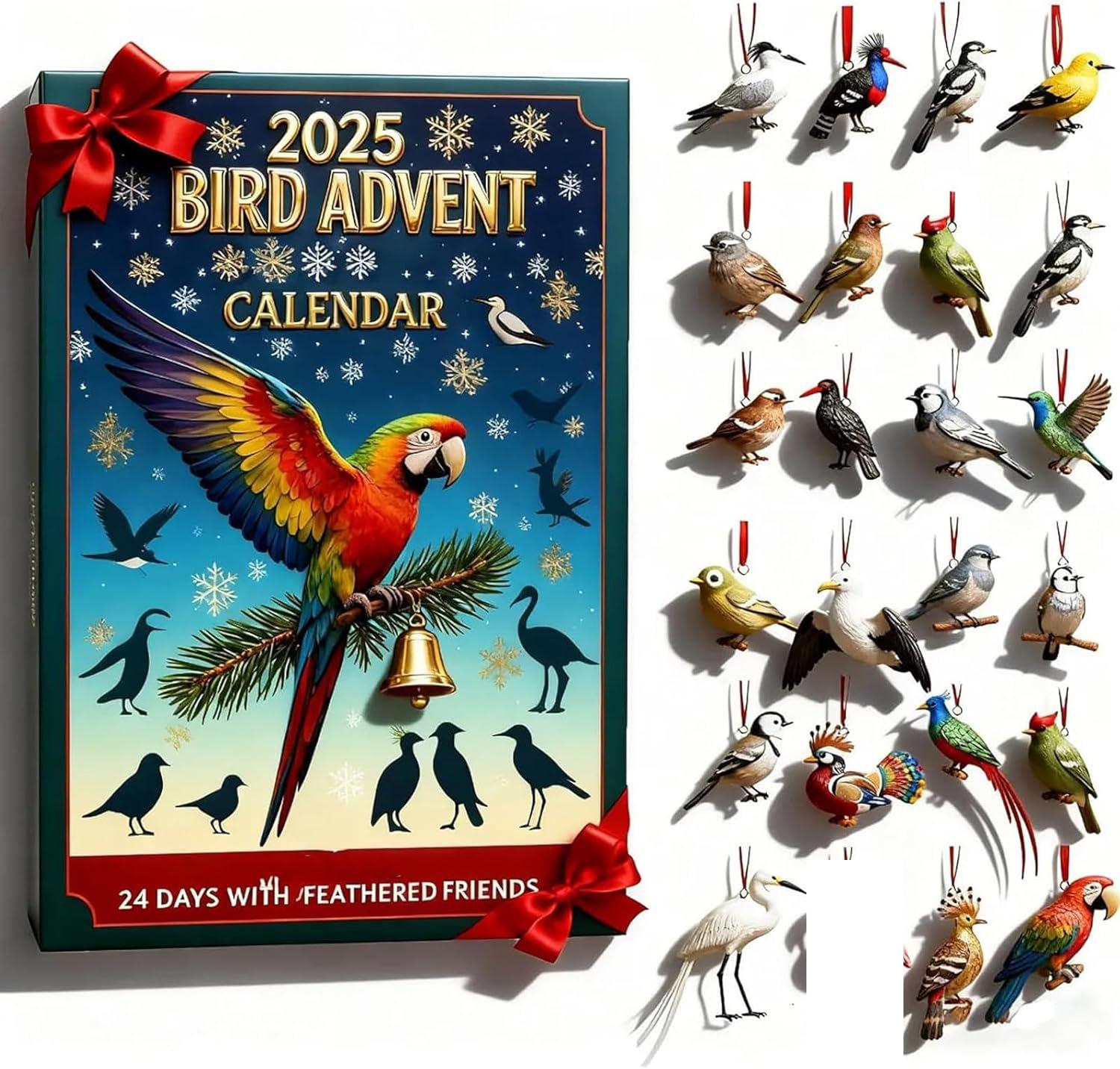 

Christmas Countdown Calendar Collectible Bird Ornaments Bird Advent Calendar Sturdy Christmas Tree Decorations For Christmas красный