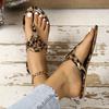 Fashion Flip Flops Summer New Casual Large Size Leopard Print Women's Flat Beach Flip Flops Sandals