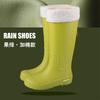 Fashion Rain Boots Women's High Rain Shoes Outdoor, Winter Waterproof and Warm Long Rain Boots