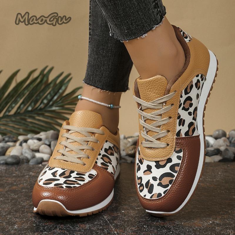 Leopard Lace-up Sports Women Vulcanized Shoes Women's Sneakers Tennis Platform Shoes for Women Comfort Casual Flat Tenis Woman