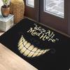 Halloween Scary Smiley Face "Were All Mad Here" Welcome Mat Outdoor Carpet Soft Doormat Living Room Rug For Bedroom