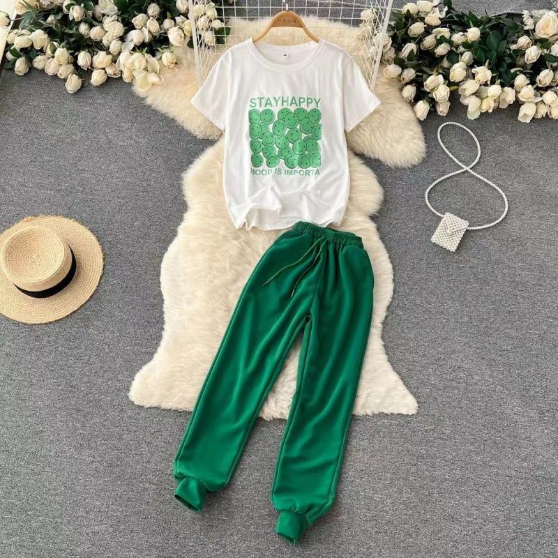 Summer Sportswear Suit for Women, Casual, Fashionable and Age-reducing Short-sleeved Two-piece Set